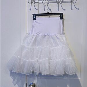 White Tiered Tulle Petticoat Skirt